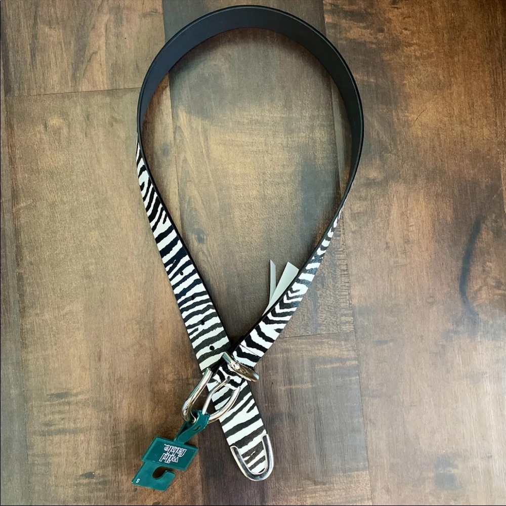 New Small Zebra Print Belt Black White Silver - Picture 6 of 6